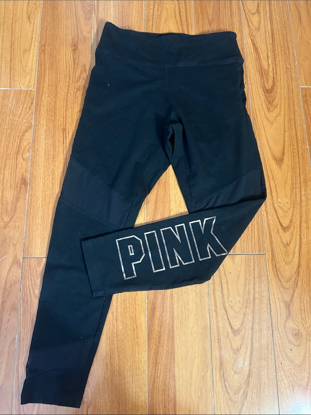 PINK Victoria's Secret Yoga  Black Logo Athletic Leggings
